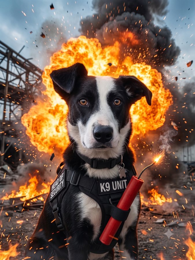 Luna in K9 security gear