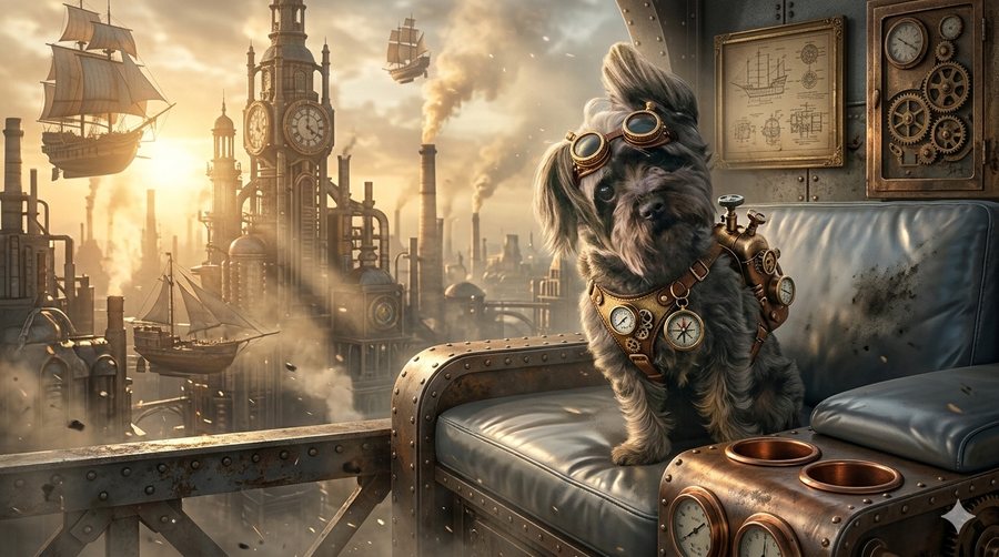 Rovie in steampunk attire